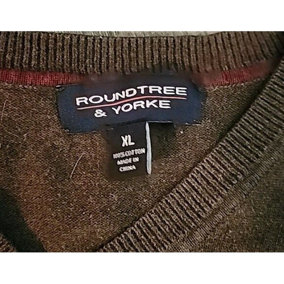 Roundtree & York Sweater Vest Mens XL Brown Argyle Preppy Academic Grandpa - Picture 4 of 8